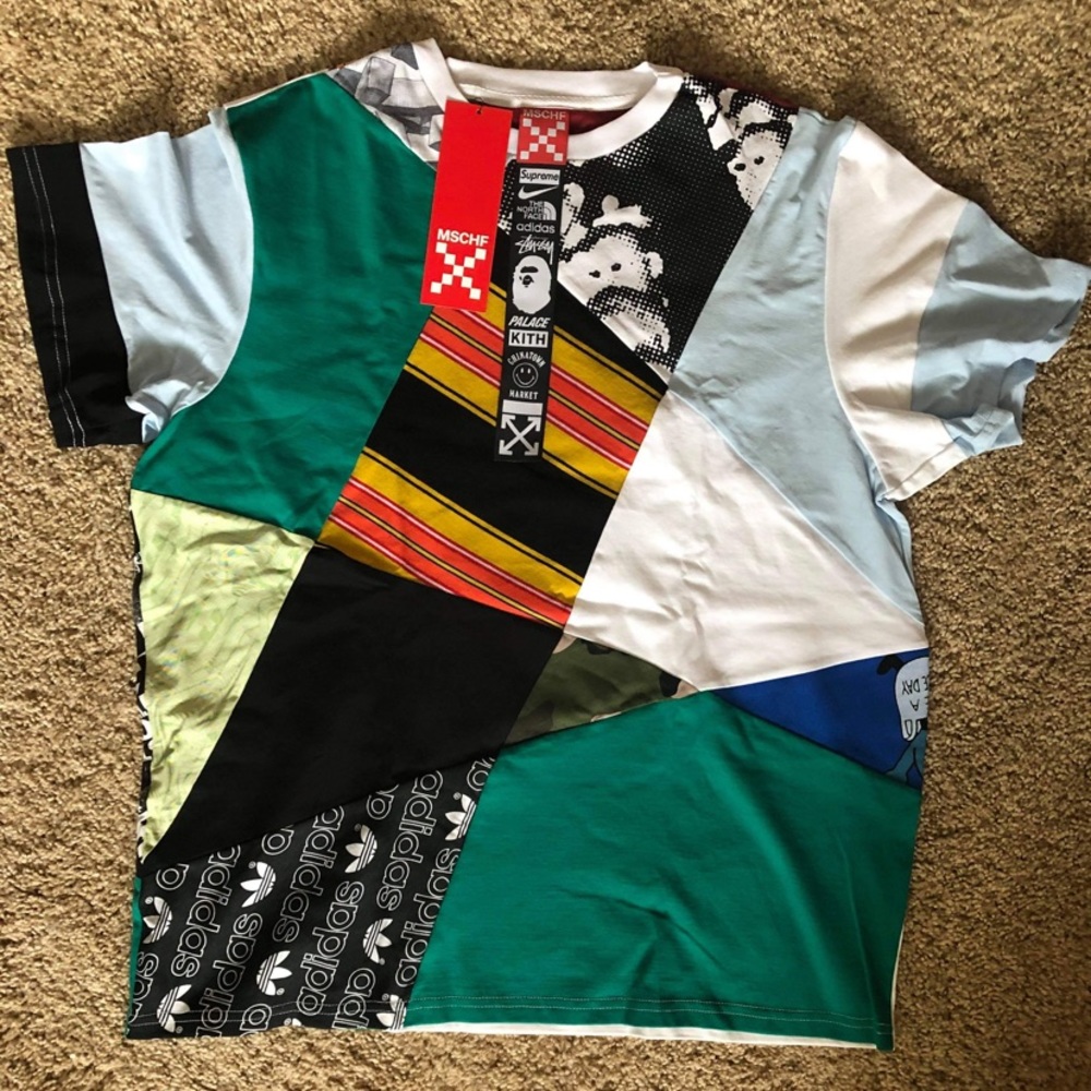 MSCHF TEE SHIRT *RARE* SIZE M/L 10 BRANDS 1 SHIRT